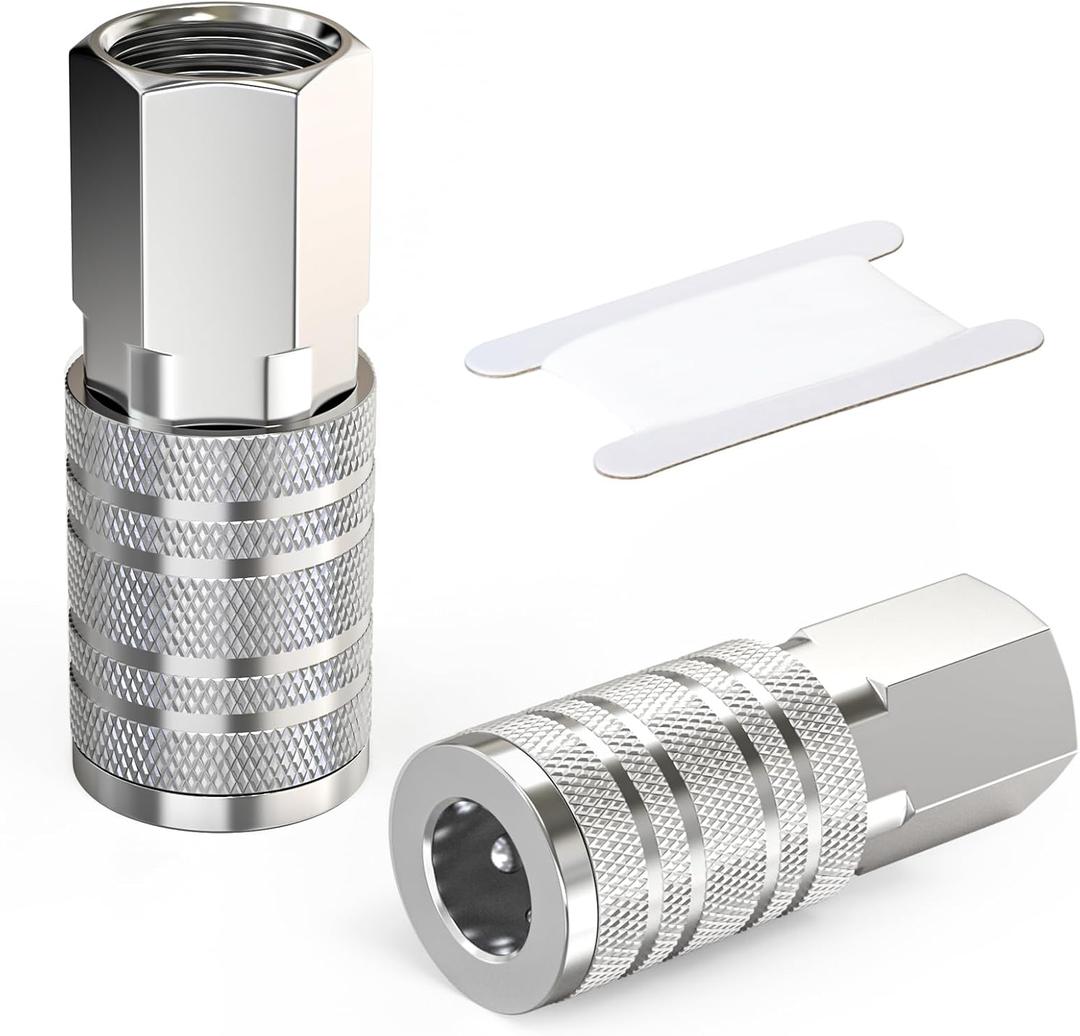 2PCS 1/2" Female NPT x 1/2" Flow Air Fittings, 1/2" Female Air Quick Connect Fittings, Industrial Air Hose Coupler for Air Compressor