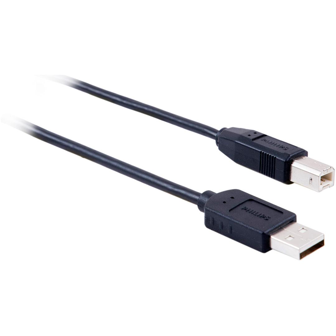 Philips USB 2.0 Cable, 6ft. (1.8m), A-Male to B-Male Cord for Printers, Scanners, Desktops, SWU7111A/27