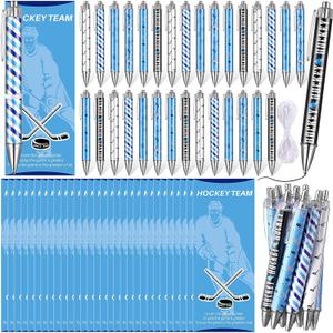 Sayglossy 60 Pcs Hockey Party Favors Hockey Team Gifts Sets Bulk Ballpoint Pens with Cards Sports Party Prizes for Themed Birthday Sports Players Fans Lover Adults Stocking Stuffers