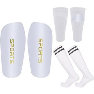 Pinellia Soccer Shin Guards for Kids Youth Adults - Shin Pads and Sleeves Set with Optimized Insert Pocket for Boys Girls Men Women for Football Games - Protective Soccer Equipment(XL,White)
