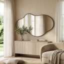 Irregular Wall Mirror 22"x40" Black Abstract Asymmetrical Mirrors for Wall, Decorative Wavy Mirror for Entryway, Bedroom, Cloakroom, Living Room, Aluminum Alloy Frame