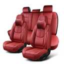 KIDYACWST Auto Car Seat Covers Accessories Full Set Leather Cushion Protector Breathable Waterproof Seat Cover for Cars Universal Fit (Wine, Front Pair and Rear)