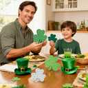 2 x St. Patrick's Day Shamrock Decorations,Wooden Saint Patrick Day Irish Ornament Wood Sign Tiered Tray Decor Set of 4,Green Clover Table Top Decoration for Home, Shelf, Door,Office Party