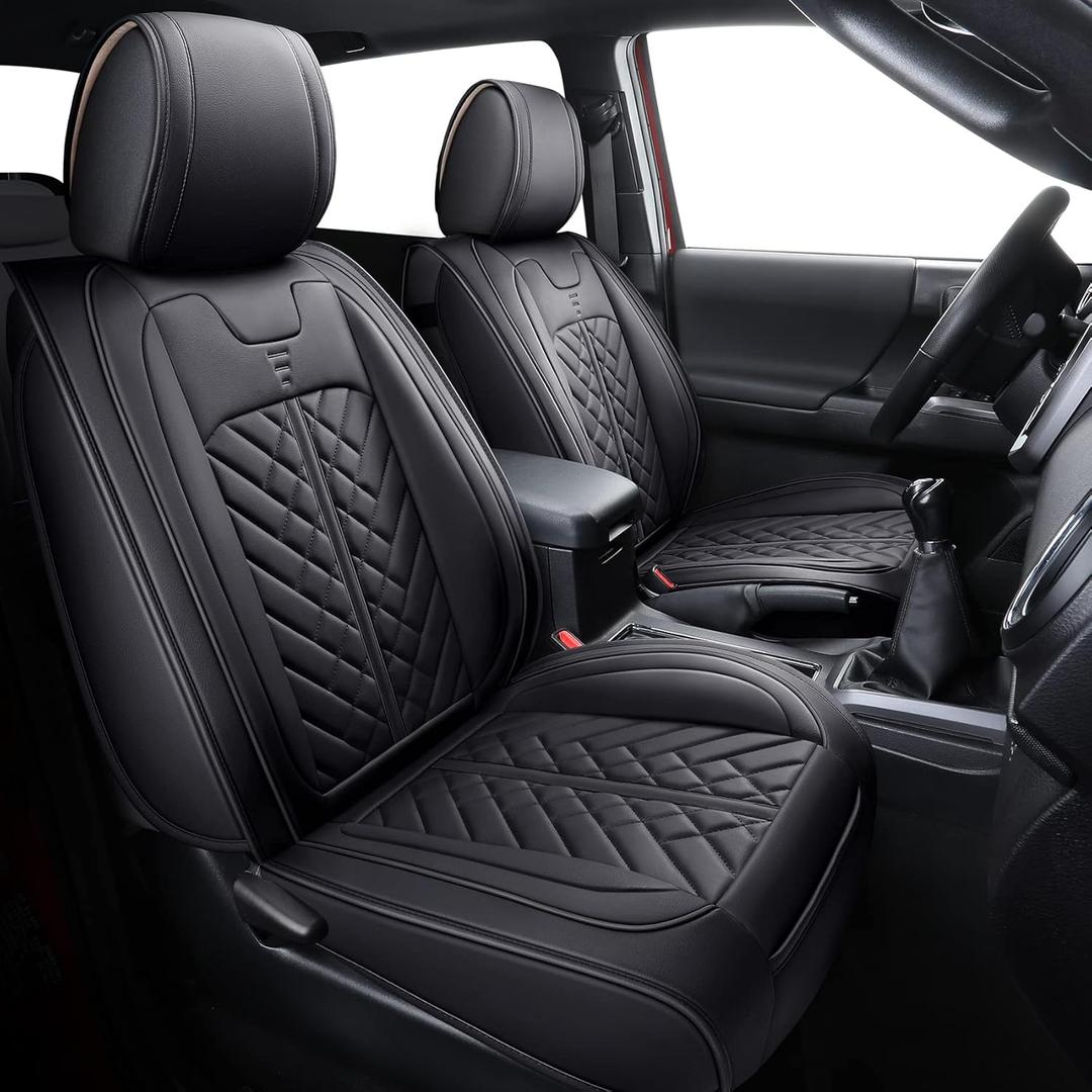 Tomatoman Car Seat Covers Compatible with Toyota Tacoma Truck 2005-2024 2025 Access Crew Double Cab TRD Sport Offroad Limited SR5 V6 Cushions(Full Set/Black)