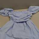 Women Puff Sleeve Graduation Short Dress Square Neck A Line Casual Sundress Beach Wedding Guest Mini Dress, XS