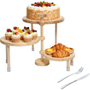 Cupcake Stand, Wood Cake Stand, Cupcake Display Stand, Wedding Cake Stands, 360°Rotatable Cupcake Stands for Party, 3 Tier Cupcake Stand, Cup Cake Tower Stand for Birthday Anniversary Party Decoration
