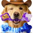 Kseroo Indestructible Dog Toys for Aggressive Chewers: 2-Pack Tough Chew Toy for Large Dogs, Heavy Duty Long-Lasting Dog Bones for Large Breed, Dog Toys to Keep Them Busy (Purple & Blue)