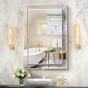 Pregaspor Wall Mirror for Bathroom, 24" x 36" Rectangular Frameless Vanity Mirror, Polished Beveled for Over Sink