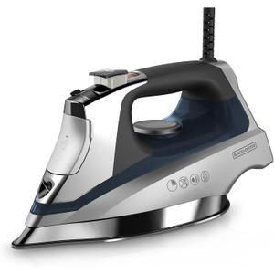 BLACK+DECKER Allure Professional Steam Iron, 30% More Steam, Precision Tip, Stainless Steel Soleplate, Vertical Steam Function (Gray/Blue)