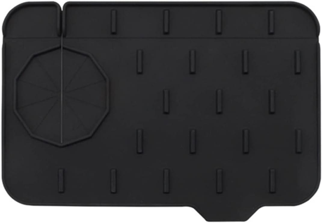 XTYPE Kitchen Silicone Faucet Mat Absorbent Mat Sink Splash Guard Drain Pad Double Sided Use Bathroom Sink Countertop Protector Mat (Color : Black)