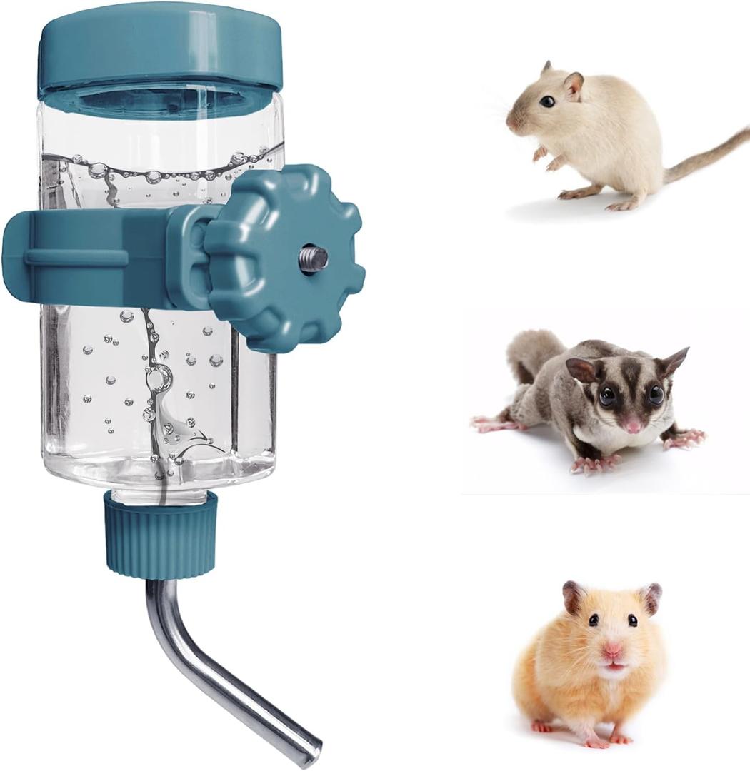 LOS ANDES 5.2oz Hamster Water Bottle No-Drip Mice Water Dispenser Leak-Proof Water Feeder for Gerbils/Sugar Gliders/Rat, Small Pets Cage Water Bottles, 155ml, Blue