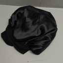 YANIBEST Adjustable Silk Bonnet for Sleeping Women Double Layer Satin Bonnet Reduce Friction Prevent Frizz Curly Hair (Large, Black)