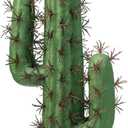 MyGift 16 Inch Artificial Fake Cactus Saguaro Plant in Cement Planter Pot, Southwest Decor Indoor Faux House Plant