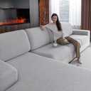 OHSIO Couch Cushion Covers for Sectional Sofa, Stretch Soft Sofa Slipcovers Washable Wear-Resistant Universal Furniture Protector for Living Room(1 Piece Back Couch Cover, Light Gray)