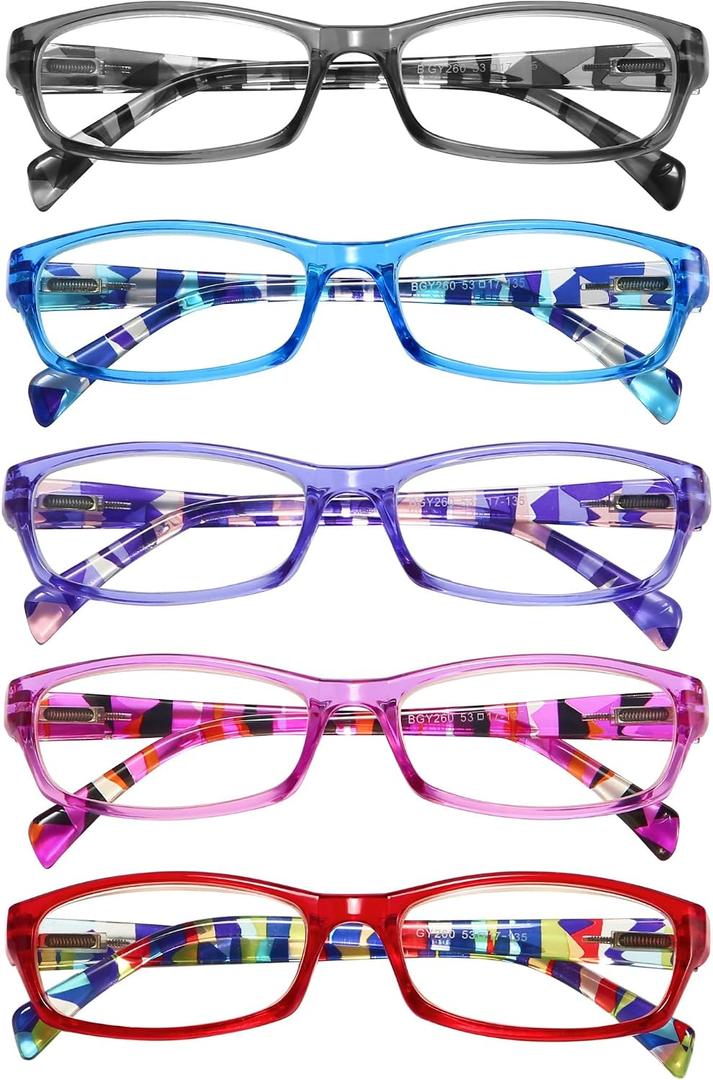 Gaoye Reading Glasses for Women, 5 pack Fashion Readers for Women Spring Hinge Eye Glasses, Blue Light Reading Glasses