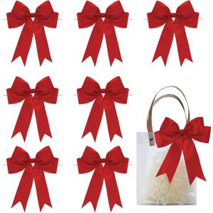 Red Satin Bows for Gift Wrapping, 5.5inch Ribbon Gift Bows for Birthday, Wedding, Party,Christmas Decoration,Valentines Day Bow,24 Pcs
