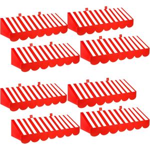 Tallew 8 Pcs 3D Circus Awning Wall Decoration Carnival Stripes Awning Circus Tent Carnival Theme Party Decor for Party Decorations(Red and White)