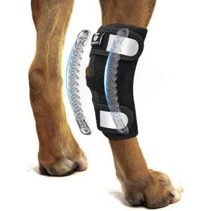 Dog Rear Leg Hock Ankle Brace for Torn ACL & CCL, Dog Leg Braces for Back Leg with Metal Spring Inserts, Dog Wrap Brace for Bottom Joint with Reflective Straps