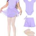 Century Star Toddler Ballet Leotards for Girls Dance Ballerina Outfit Dress Combo with Skirt and Tights (4T, Purple)