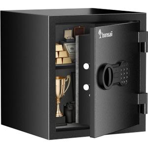 Bonsaii 0.84 cu.ft Fireproof Safe for Home, 30-Min at 1550F, Digital Keypad & Emergency Key, Anti-Tamper Alarm, Type-C Port, 13.07"x9.21"x11.81" for Documents, Cash, Jewelry