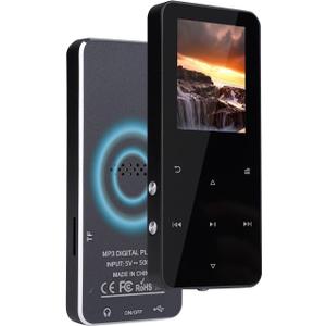 144GB MP3 Player - Music Player with Bluetooth 5.2 HiFi Sound Shuffle Single Loop FM Radio Built-in HD Speaker Voice Recorder Mini Design Ideal for Sport