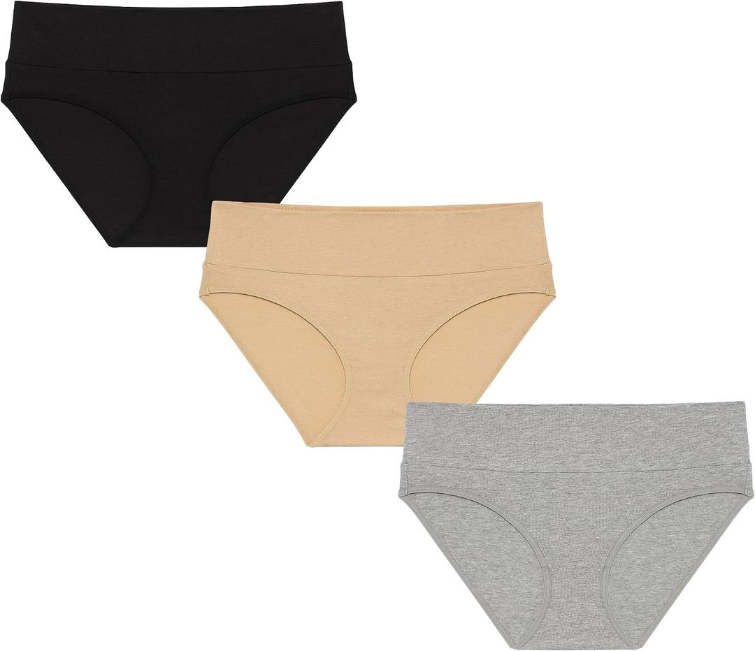 Motherhood Maternity womens Foldover Brief Panty 3-pack (Black, L)