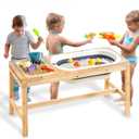 Beright Outdoor Wooden Sensory Table, Toddler Play Sand Table with 2 Storage Bins, Perfect for Kids' Outdoor Activities