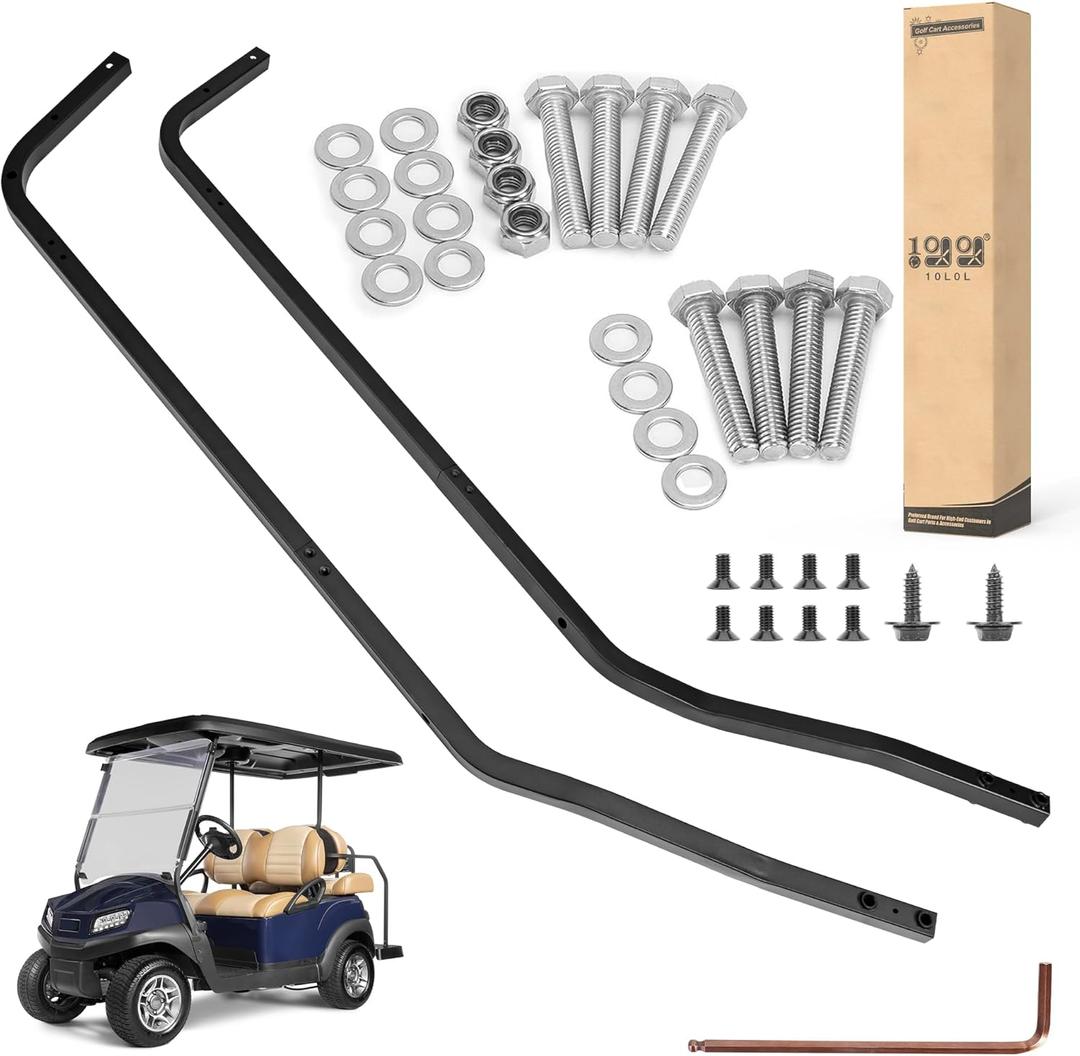 10L0L Golf Cart Front Roof Strut Brackets for Club Car Tempo with Steel Screw Bushings Repair Kit, Heavy Duty Strut Support Reinforcement Repair