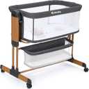 Ezebaby 3-in-1 Baby Bassinet, Rocking Baby Bassinets Bedside Sleeper, Adjustable Portable Crib for Newborn Infant with Wheels Storage Basket and Mesh Sides (Dark Gray)