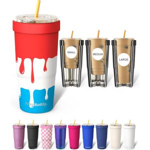 Frost Buddy Togo Buddy 30 oz Stainless Steel Vacuum Insulated Tumbler To Go Coffee Cup – Iced Coffee Cups, Iced Coffee Sleeve, Travel Mug, Thermal Cup for Hot & Cold Drinks, Dunkin Cup (Rocket Pop)