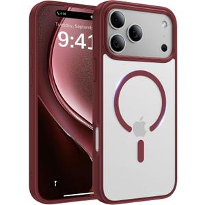 Magnetic for iPhone 17 Pro Case, [Anti-Slip] [Military-Grade Drop Protection] [Camera Protection] Skin-Friendly Slim Matte Shockproof Protective for iPhone 17 Pro Phone Case, Wine Red