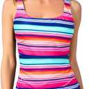 Aqua Eve Tankini Tops for Women Swimwear Top Only Tummy Control Bathing Suit Top No Bottom Size L