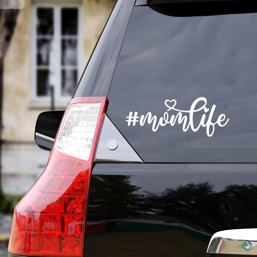 2X Mom Life Car Decal, Rearview Mirror Sticker, Car Stickers and Decals for Women, Cute Car Stickers, Mirror Decals, Mothers Day Gifts for Her (Mom Life Car Window)