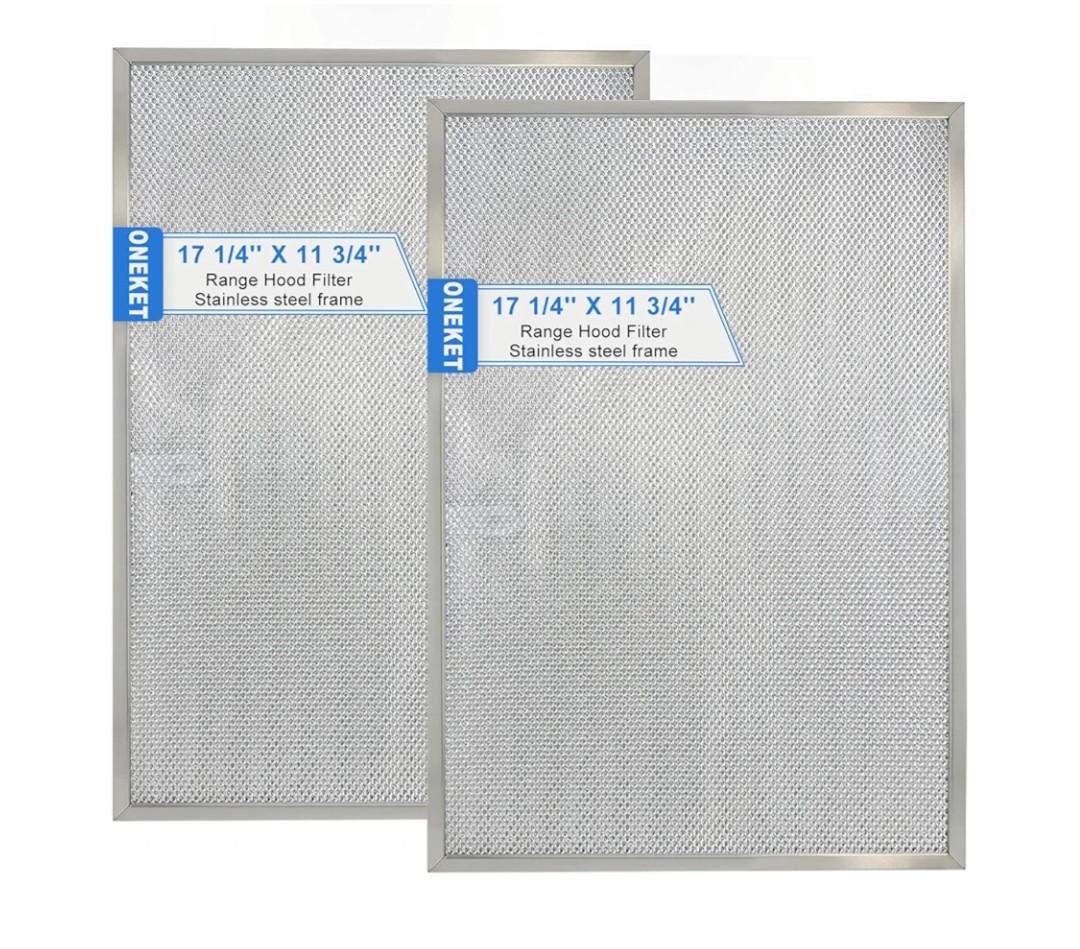 2 Pack-BPS1FA36 Range Hood Filter Upgraded Stainless Steel Frame 11-3/4" X 17-1/4" X 3/8" Replacement for NuTone Allure 36" WS1 and Broan QS1 36-Inch Filter