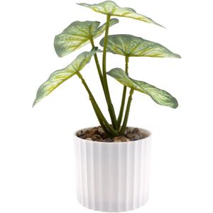 Faux Plant Decor Artificial Greenery Leaf Small Potted Plastic Vase for Home Bathroom Table Centerpieces Office Ledge Shelf Desk