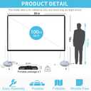 Portable Projector Screen Outdoor Movie: Foldable Rear 4K Projection Screens Stand for Camping Travel Backyard Video 100 inch