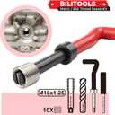 BILITOOLS M10x1.25 Thread Repair Kit, HSS Drill Helicoil Repair Kit Metric