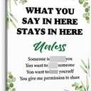 PHAMTE Mental Health Quote What You Say In Here Stays In Here Wall Art,Confidentiality Poster Art Print Framed Canvas Painting Artwork For Social Worker Therapist Counseling Office Decor(11x14 Inch)