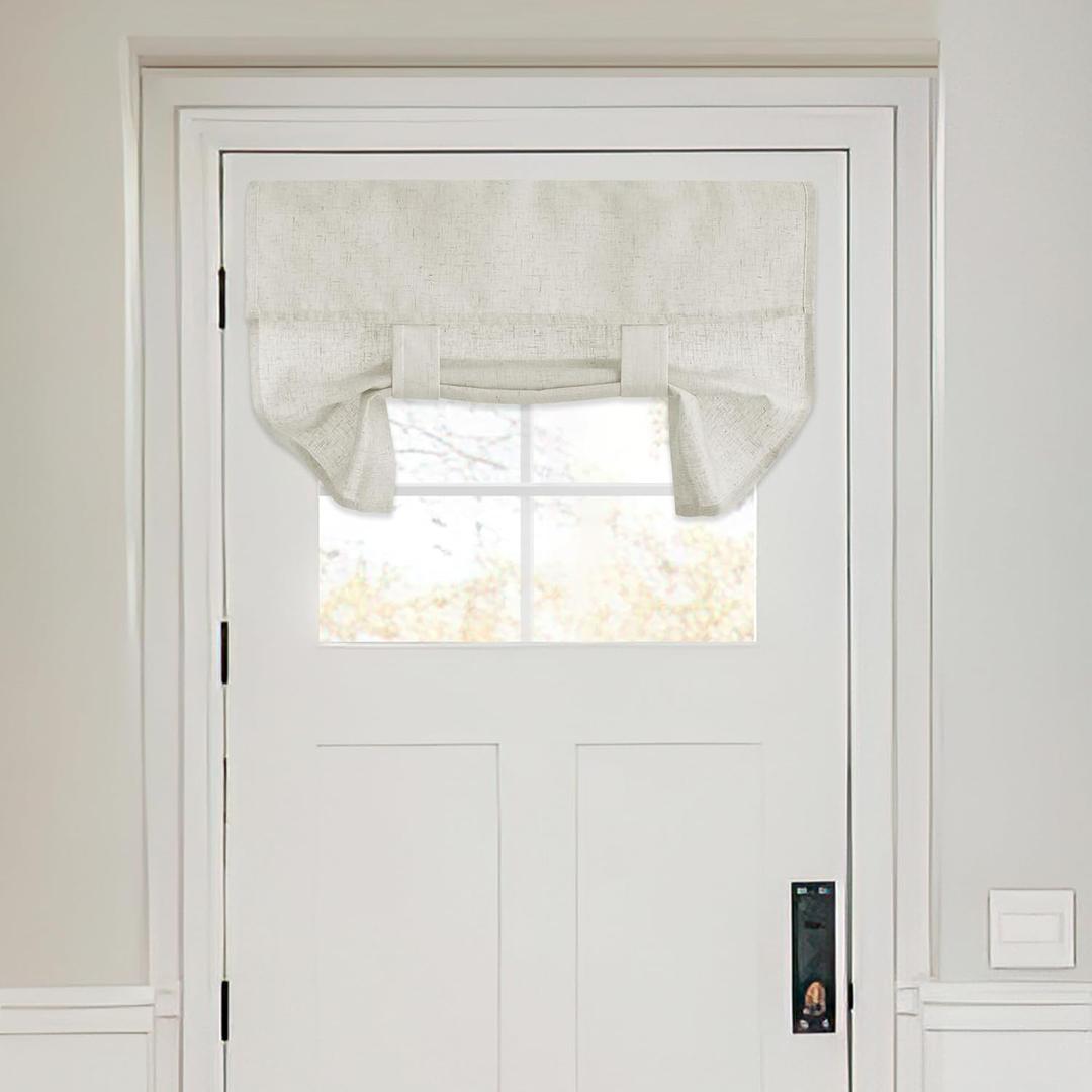 RYB HOME Linen Blend Small Window Curtains for Classroom Kitchen Clinic Cafe Basement Easy Installed Door Window Curtain Privacy, 1 Panel, W 24 x L 38 inches, Linen