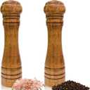 Wooden sea salt and pepper grinding set, Tall Wood Refillable Manual Pepper Grinder Mill Peppermill 8 inches