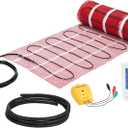 VEVOR Self-Adhesive Mesh Floor Heating Mat, 90 sqft 120V, Smart Thermostat & Alarm, Easy Install for Tile, Stone & Vinyl Flooring