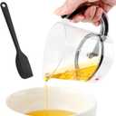 4-in-1 Adjustable Measuring Cup with Silicone Scraper,Adjustable Base & Scraper-Style Seal Base,Cup with 1/4 1/3 1/2 1 Measurements Easy to Clean No Waste,for Cooking and Baking