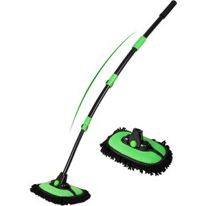 53" 15 Curved Car Wash Brush with Long Handle High Density Chenille Soft Bristle Brush Head Suitable for Cleaning Detail Roof Wheel Windshields Truck SUV RV Window