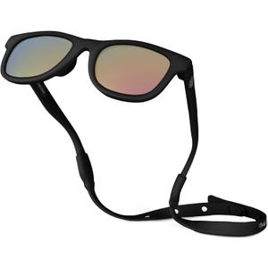 Polarized Baby Sunglasses With Strap - Unbreakable Flexible Infant Sunglasses For Toddlers Newborns 0-24 Months (Black)