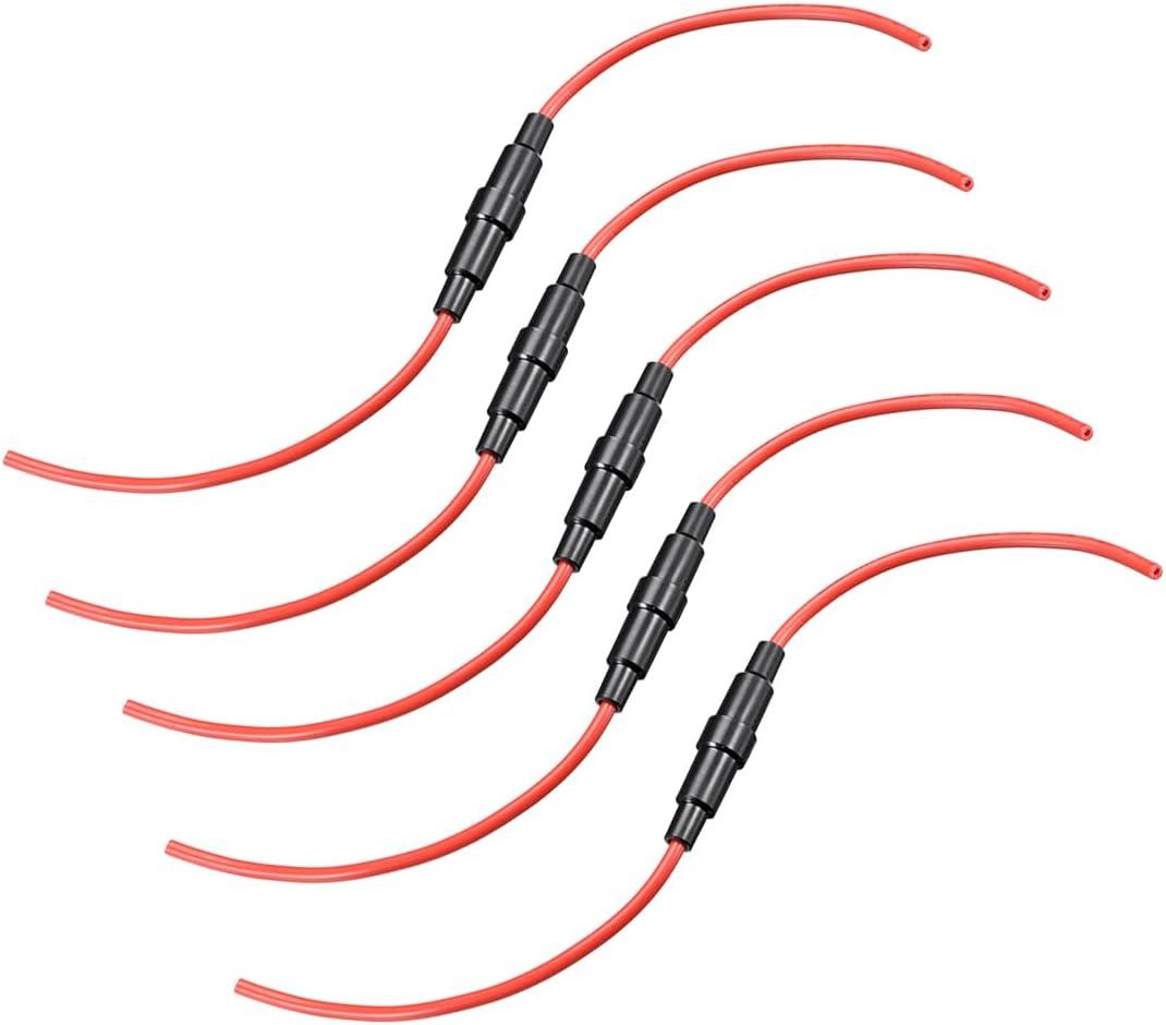uxcell Inline Screw Type Fuse Holder 14 Gauge AWG 5Pcs for 5mm x 20mm Tube Fuse