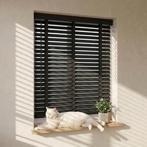 2" Cordless Wood Blinds for Indoor Windows, Window Blinds Cordless for Home, Venetian Blackout Blinds & Shades for Bedroom, Kitchen, Room Darkening Privacy, Black, 45" W x 36" H