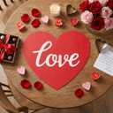 Remerry Leather Heart Placemats Set of 6 Red Heart Shaped Place Mats Waterproof Washable Table Kitchen Mats for Kitchen Dining Decor(Love,Red,14 x 13'')