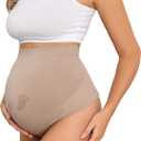 Maternity Thongs for Women,Seamless Maternity Underwear Over Bump Maternity Panties for Pregnancy Postpartum (X-Large, Nude)