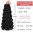Leeven 18 Inch Pre Looped Ocean Wave Crochet Hair 8 Packs Black Long Curly Crochet Hair Boho Ocean Braids Pre Twisted Synthetic Deep Wavy Crochet Braids for Women