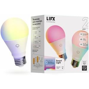 LIFX Everyday A19 Smart Light Bulbs 1 Pack, 800 Lumens RGB Color Changing LED Bulbs, 90+ CRI Tunable White, Dimmable Wi-Fi Smart Bulbs, Matter Compatible, Works with Alexa Google Apple Home